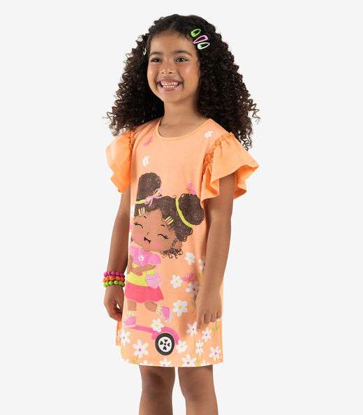 Image_Vestido Infantil Manga Curta Rovi Kids Laranja