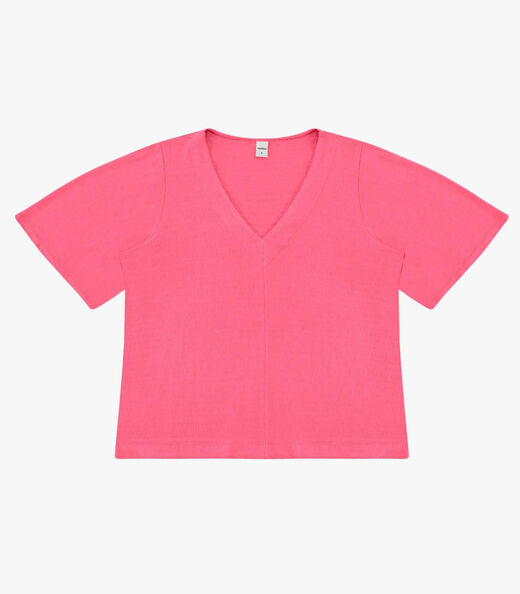 Blusa Feminina Visco Maquinetado Ampla Rovitex Rosa