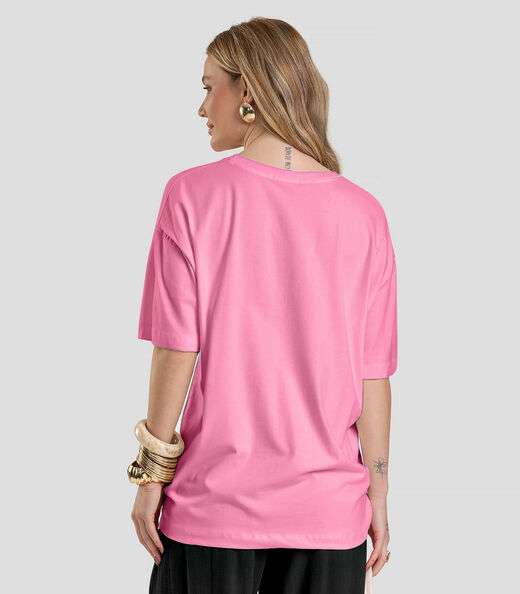 T-Shirt Oversized Feminina Dianna Rosa