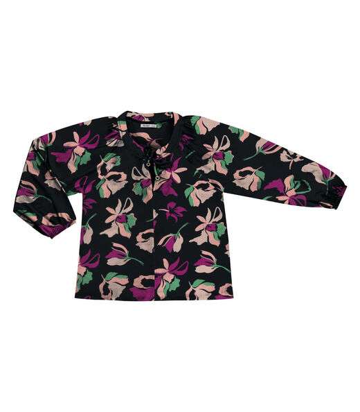 Blusa Estampada Manga Longa Plus Size Secret Glam Preto
