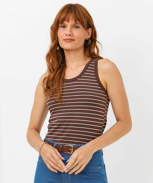 Image_Blusa Regata Feminina Cotton Listrada Marisa Marrom