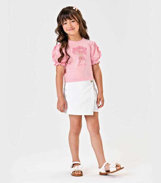 Conjunto Blusa Com Shorts Saia Sarja Trick Nick Branco