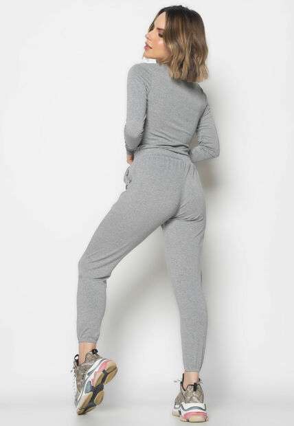 Conjunto Comfy Com Blusa Manga Longa e Jogger Recorte Malha Mescla Salvatore Fas