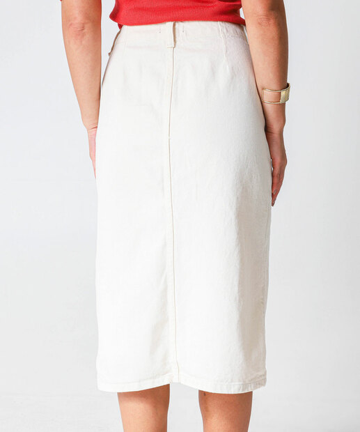 Saia Midi Sarja Feminina Fenda Marisa Off White