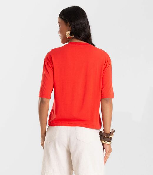 Blusa Feminina Viscotorcion Com Estampa Rovitex Vermelho