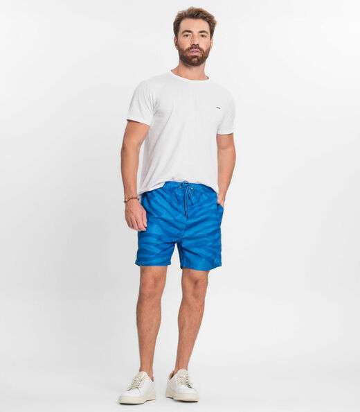 Bermuda Masculina Microfibra Estampada Rovitex Azul