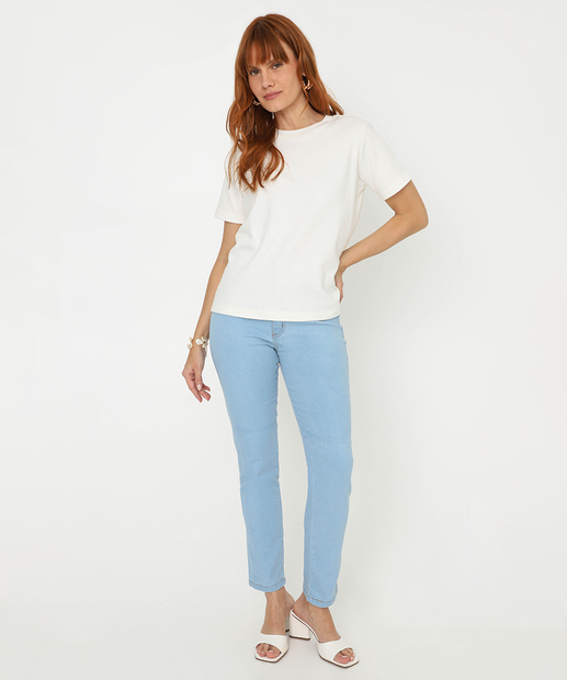 Blusa Feminina Suedine Manga Curta Marisa Off White