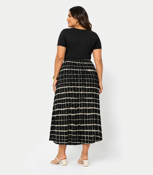 Saia Midi Plus Size Infinita Cor Preto