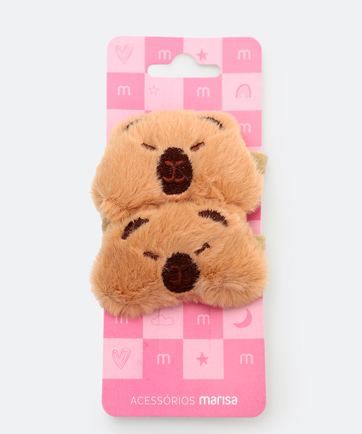 Image_Kit 2 Peças Elásticos De Cabelo Infantil Capivara Marisa Marrom