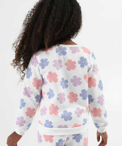 Blusão Infantil Moletom Floral Marisa Tam 4 a 10 Off White