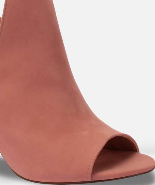 Sandália Feminina Open Boot Salto Grosso Nobuck Via Uno