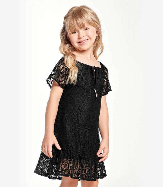 Vestido Midi Infantil Trick Nick Preto