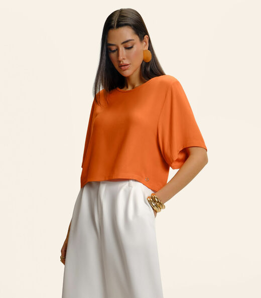 Image_Blusa Feminina Box Manga Ampla Viscose Endless Laranja