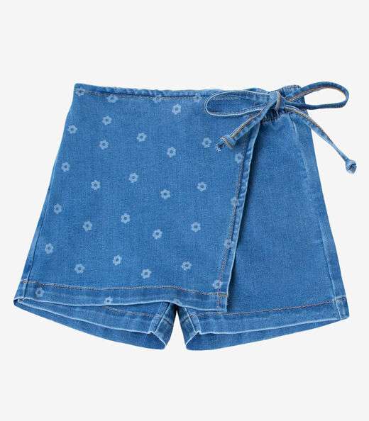Shorts Saia Feminino Jeans Trick Nick Azul