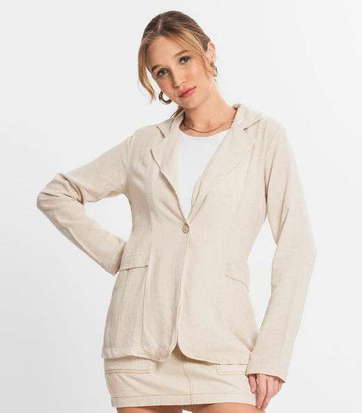 Blazer Feminino Em Linho Strong Endless Bege