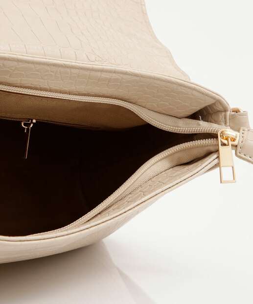 Bolsa Transversal Crossbody Feminina Textura Marisa Bege