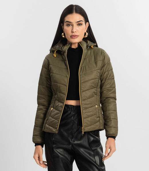 Jaqueta Feminina com Capuz em Microfibra Endless Verde