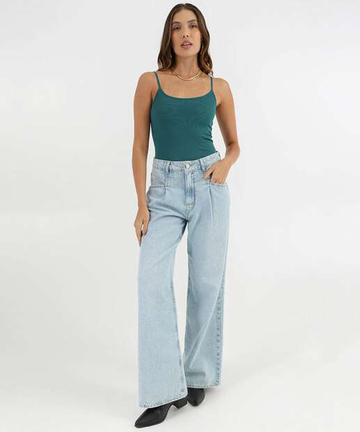 Blusa Regata Feminina Canelada Sem Costura Marisa Verde