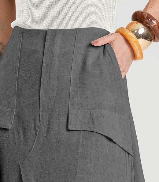 Saia Midi Feminina Dianna Cinza