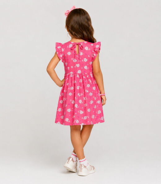 Vestido Feminino Estampado Em Malha Cotton Select Rosa