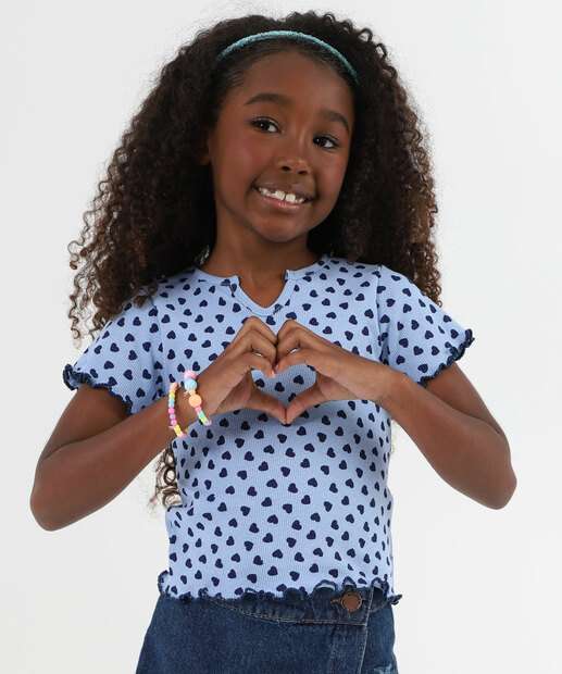Image_Blusa Infantil Canelada Corações Marisa Tam 4 a 10 Azul
