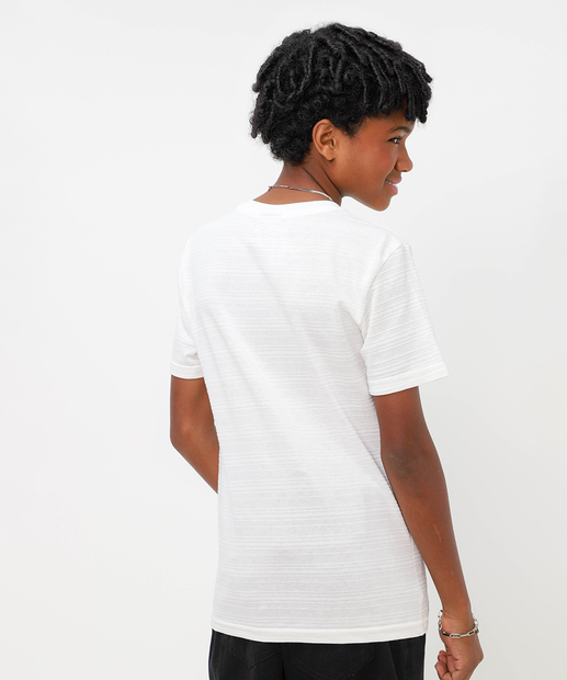 Camiseta Juvenil Textura Manga Curta MR Tam 10 a 16 Off White
