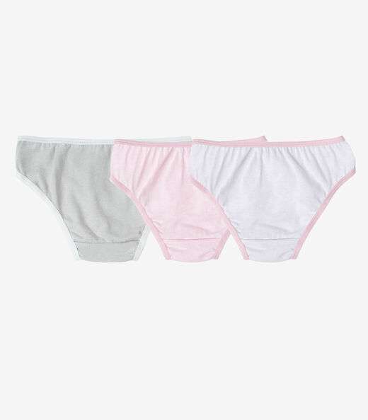 Kit 3 Calcinhas Infantil Lisas Em Algodão Select Rosa