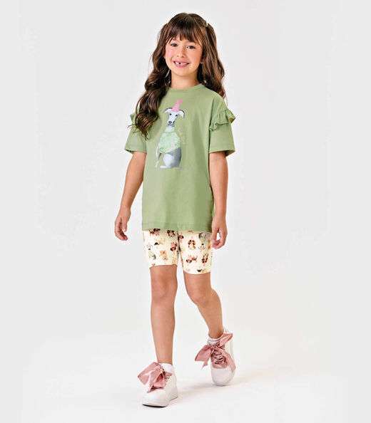 Conjunto Infantil Blusa Com Bermuda Trick Nick Verde