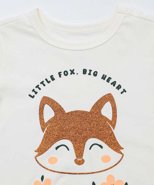 Camiseta Infantil Estampa Raposa Marisa Tam 1 a 5 Off White