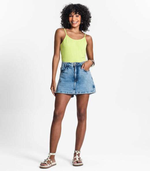 Blusa de Alça Feminina Viscotorcion Básica Rovitex Verde