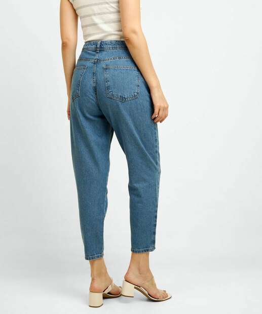Calça Mom Jeans Feminina Bolsos Marisa