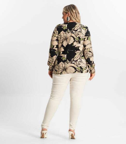 Calça Feminina Plus Size Em Bengaline Secret Glam Bege