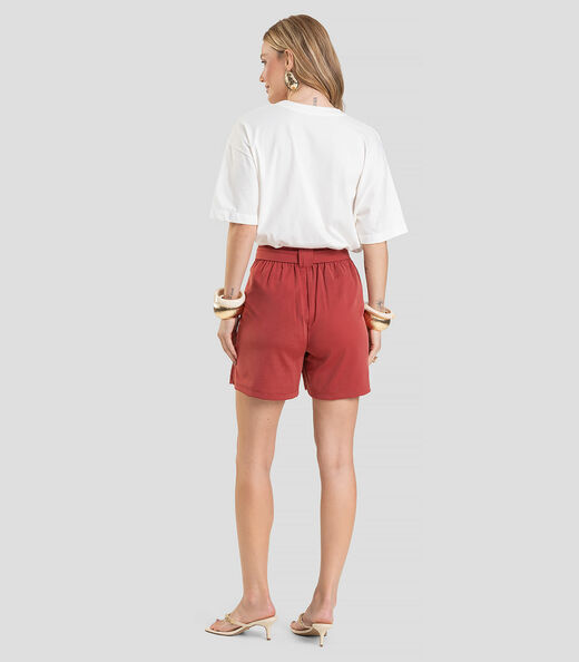 Shorts Feminino em Tecido Acetinado Dianna Vermelho