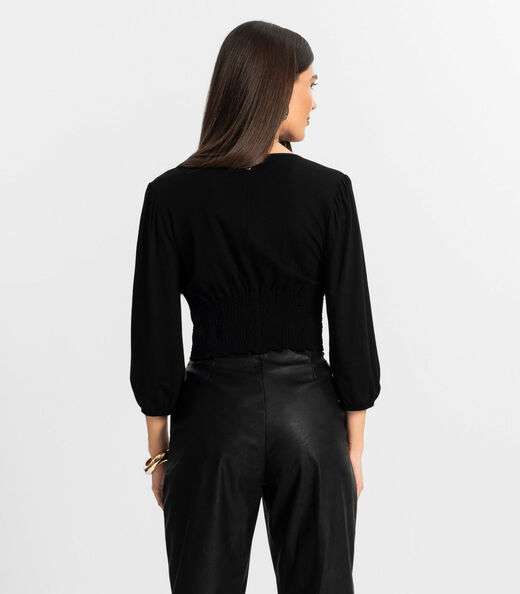 Blusa Feminina Manga 3/4 Endless Preto