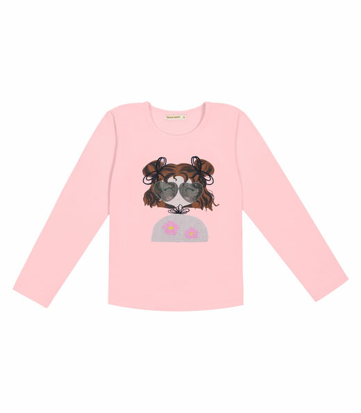Blusa Infantil Feminina Manga Longa Trick Nick Rosa