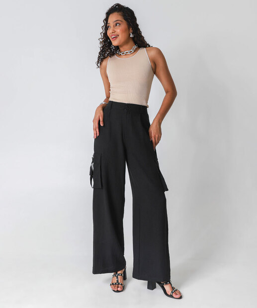 Image_Calça Feminina Pantalona Marisa Preto