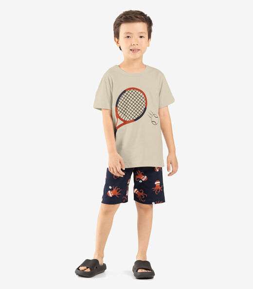 Pijama Infantil Masculino Meia Malha Rovi Kids Bege