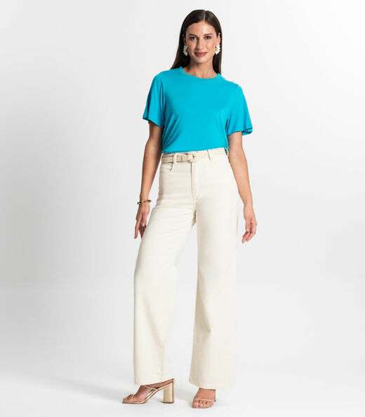 Blusa Feminina Manga Curta Rovitex Azul