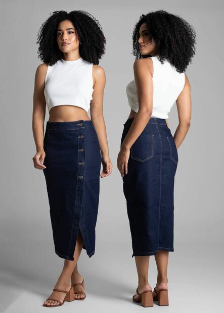 Saia Jeans Sawary Midi - 282009