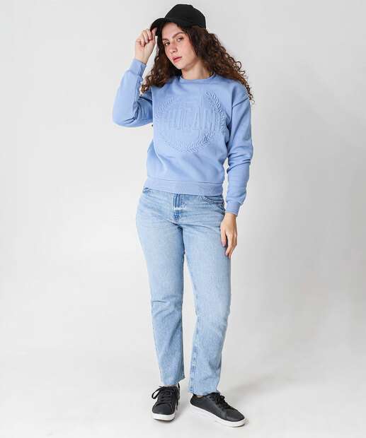 Blusão Feminino Moletom Flanelado Marisa Azul