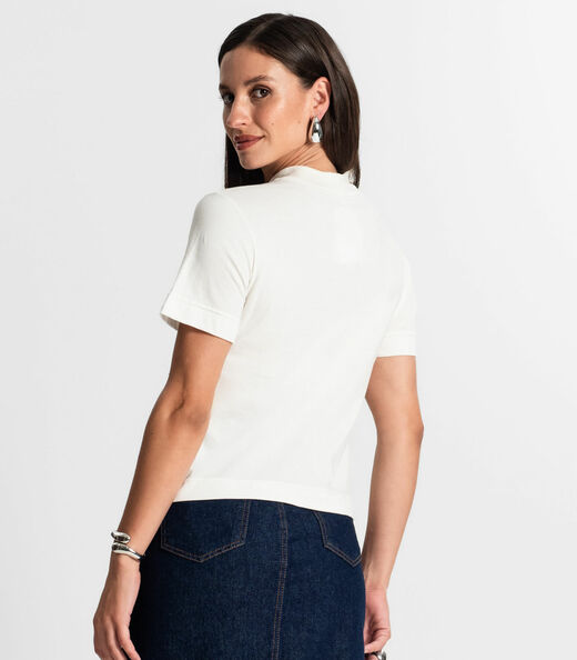 Camiseta Feminina Gola Alta Rovitex Bege