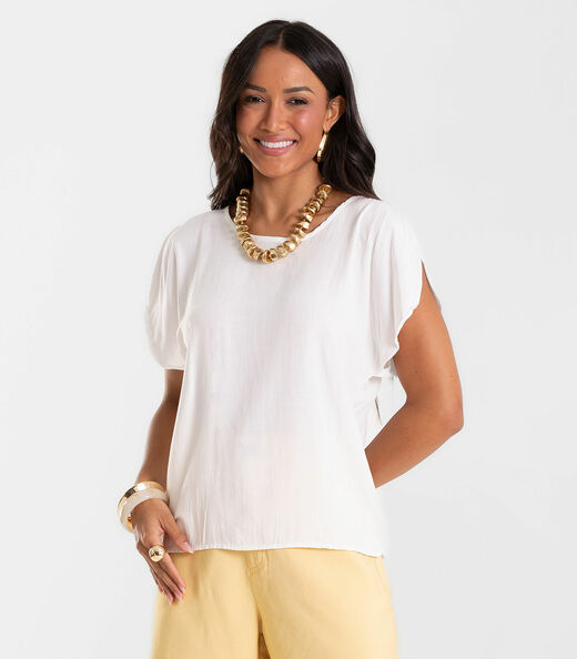 Blusa Feminina Tecido de Viscose Rovitex Bege
