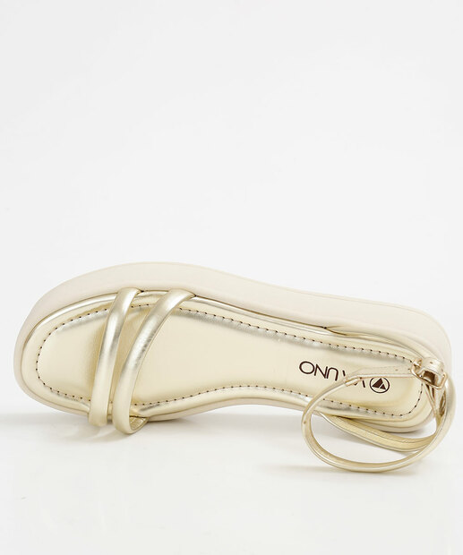 Sandália Flatform Feminina Metalizada Via Uno