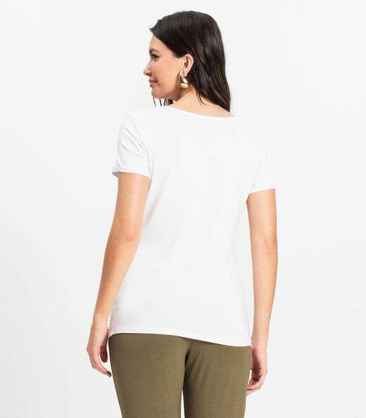 Blusa Feminina Viscotorcion Básica Rovitex Branco