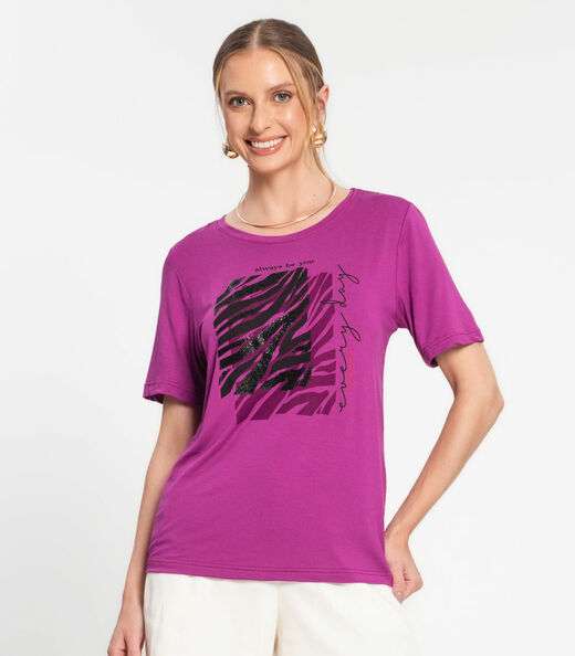 Blusa Manga Curta Feminina Rovitex Roxo