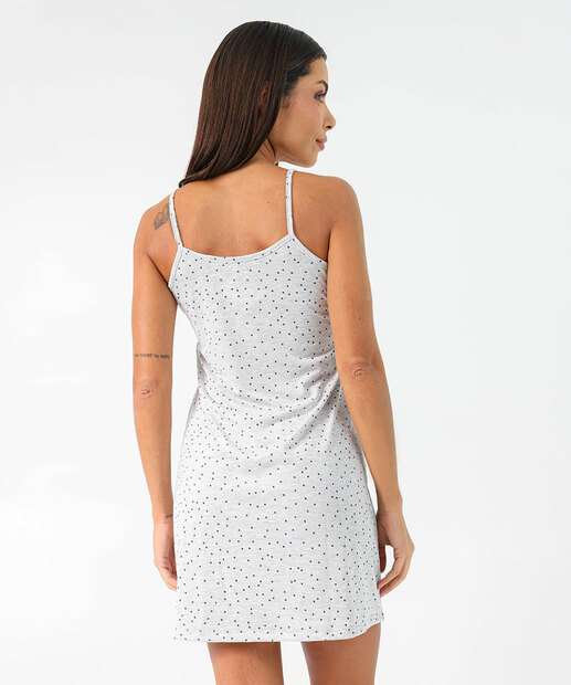 Camisola Estampa Estampa Poá Alças Finas Marisa Cinza