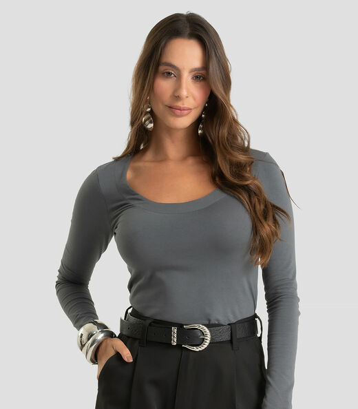 Image_Blusa Feminina Manga Longa Em Cotton Leve Dianna Cinza