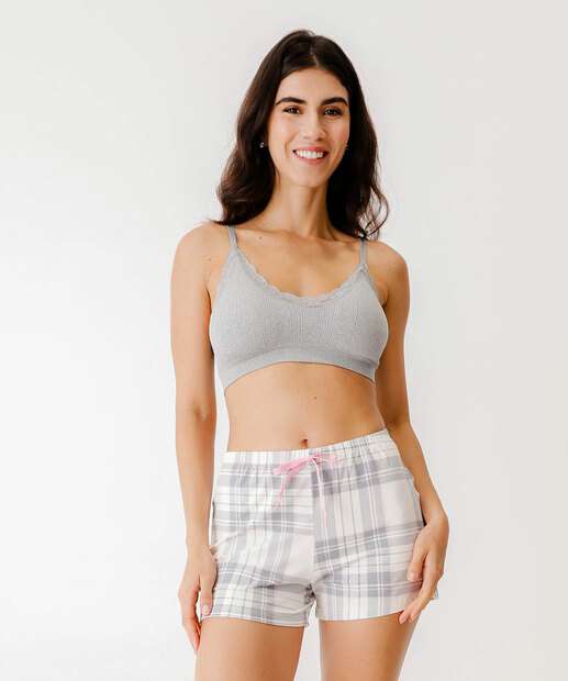 Short Pijama Feminino Avulso Estampa Xadrez Marisa