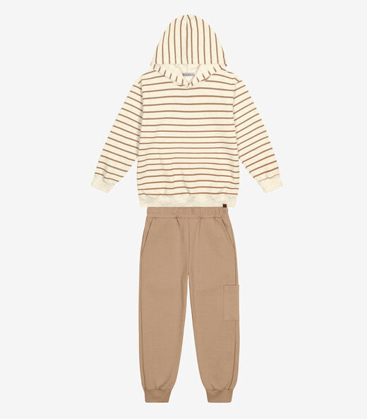 Conjunto Blusão com Capuz com Calça Marrom