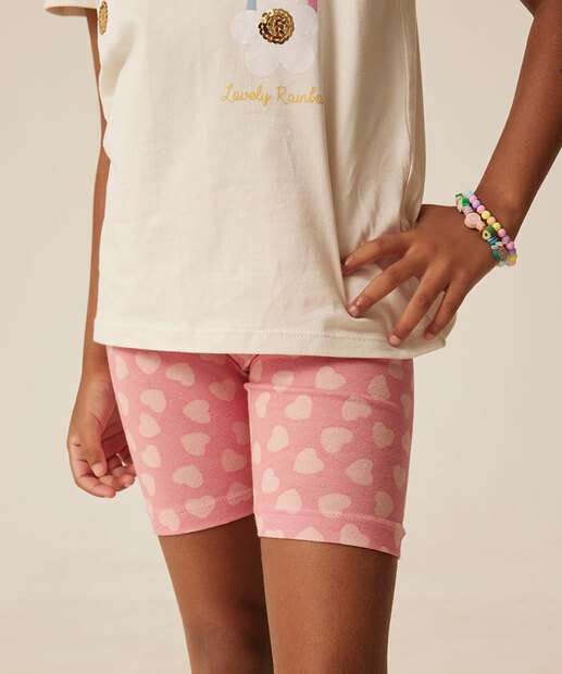 Bermuda Infantil Ciclista Cotton Coração Marisa Tam 4 a 10